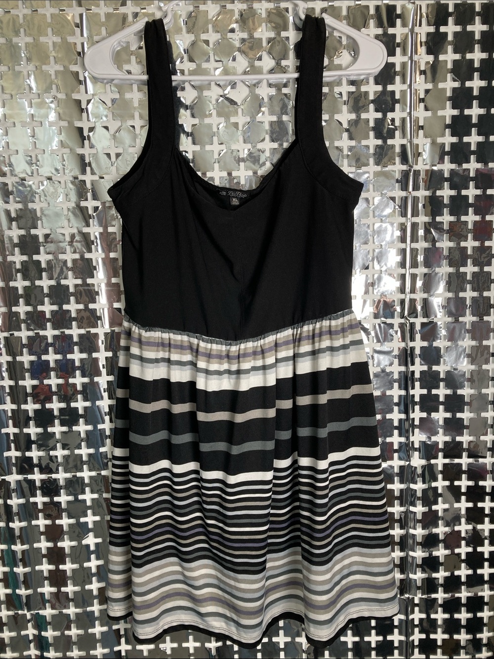 BeBop Black Sleeveless Striped Skater Dress